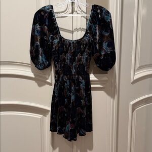 Floral Puff Sleeve Smocked Romper